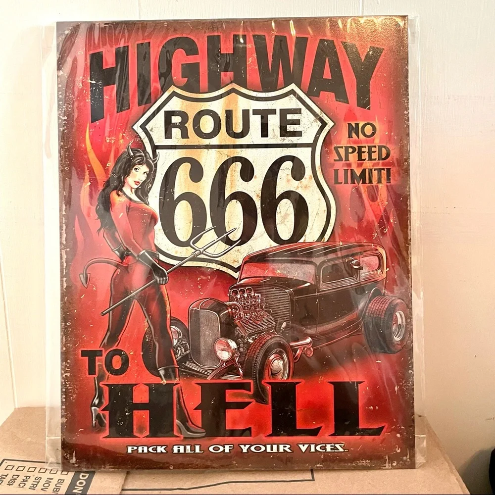 NEW Highway To Hell Metal Sign